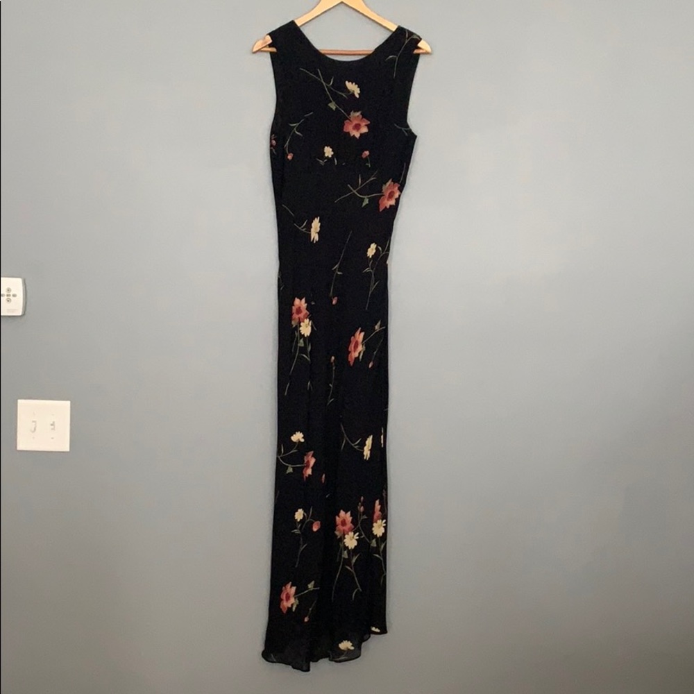 Full length black floral dress